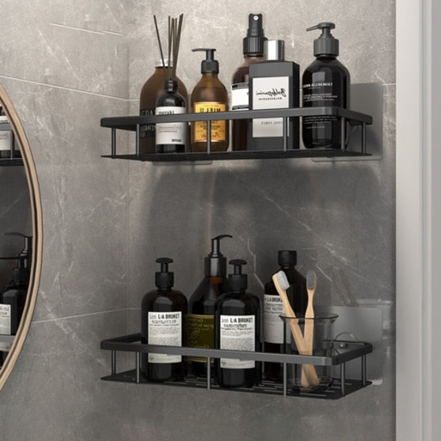 Efficient space-saving suction cup storage for shower products.