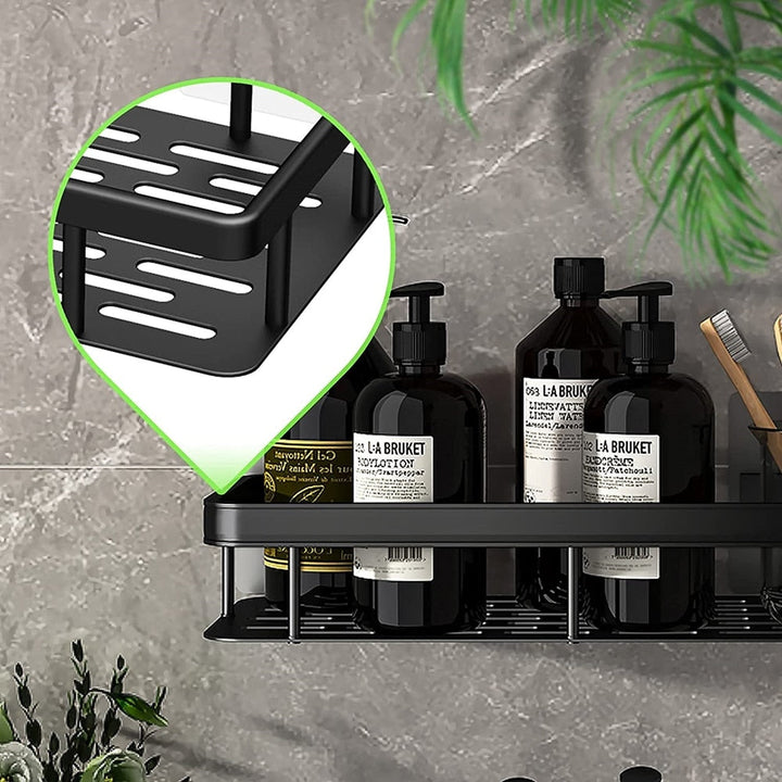 Functional & stylish: modern suction bathroom shelf, no tools needed.