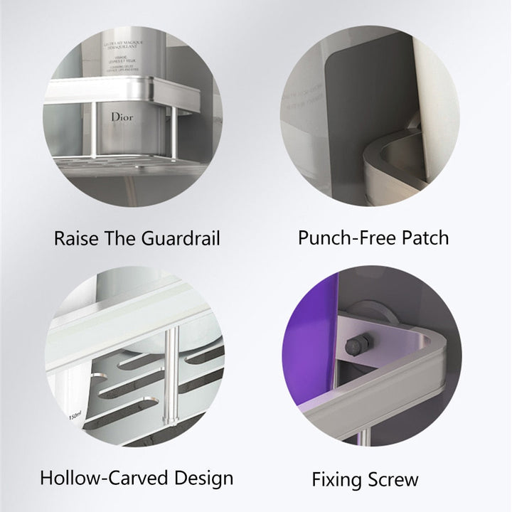 Strong hold suction shelf for modern bathroom storage & decor.