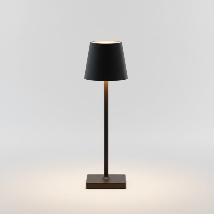 Ambient wireless LED table lamp, dimmable for versatile lighting. Great for modern Scandinavian decor. Portable.