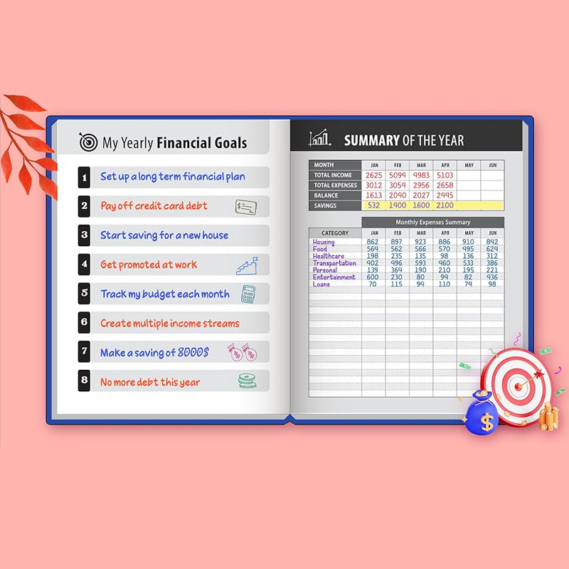 Monthly budget planner & bill payment organizer, a great stationery gift for financial planning.