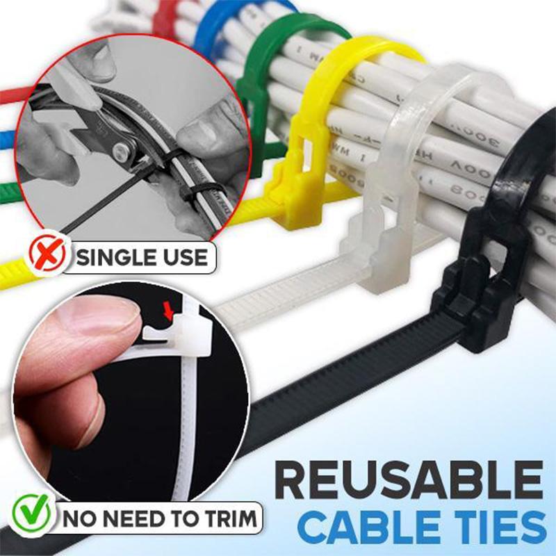 Assorted reusable nylon cable ties for electrical and home improvement projects