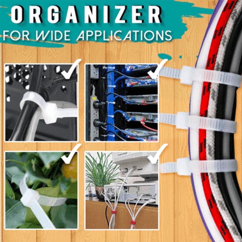 Reusable multi-color nylon cable ties bundled together, perfect for garden use