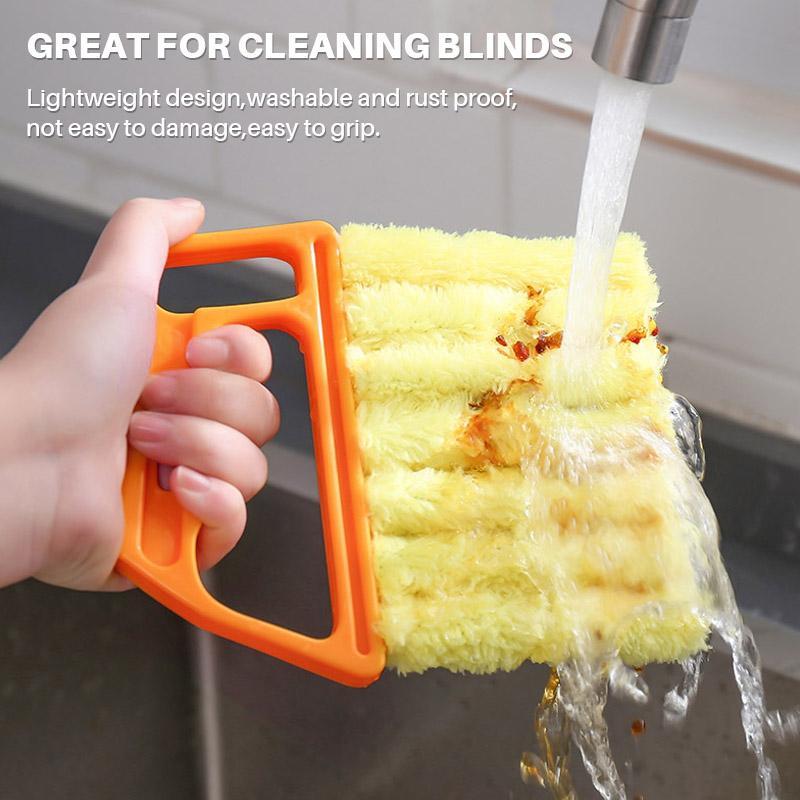 Multi-finger cleaning tool for dusting blinds and vents, ergonomic handle for home cleaning