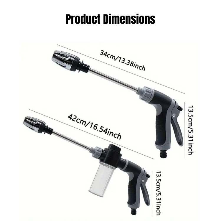 Multi-function power washer acting as a car washer, garden spray, and essential outdoor cleaning tool.