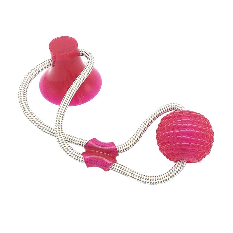 Durable pet dental toy, suction cup mount, prevents boredom & cleans dog's teeth effectively