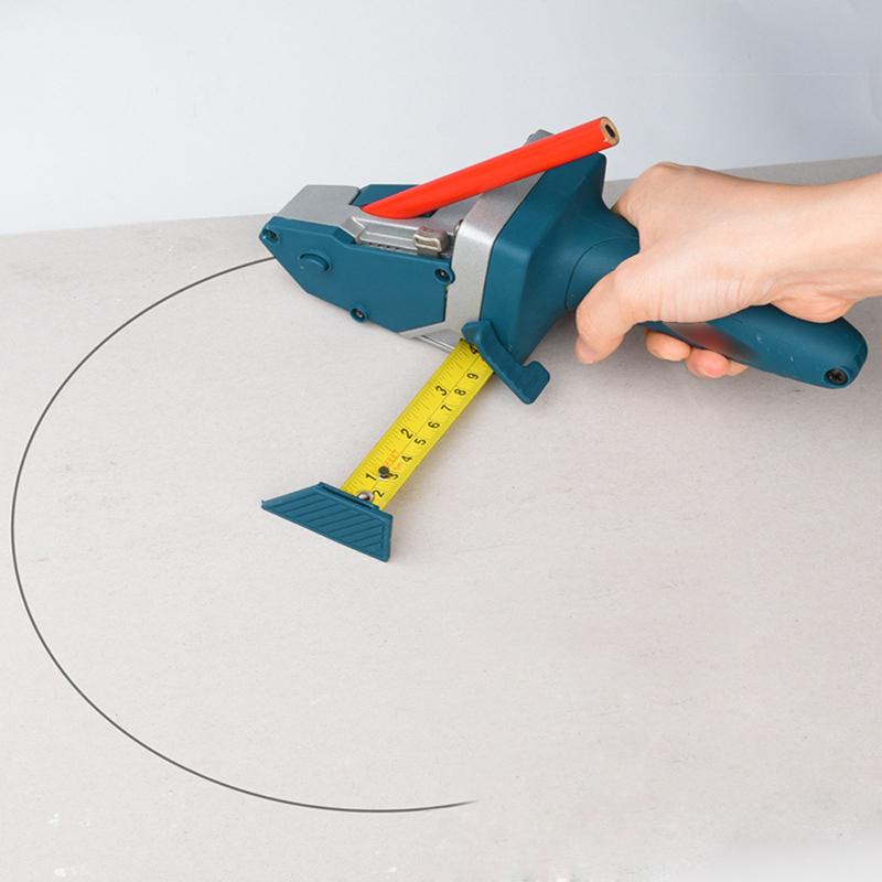 Compact drywall cutting tool, combining a tape measure for precise and quick cuts.
