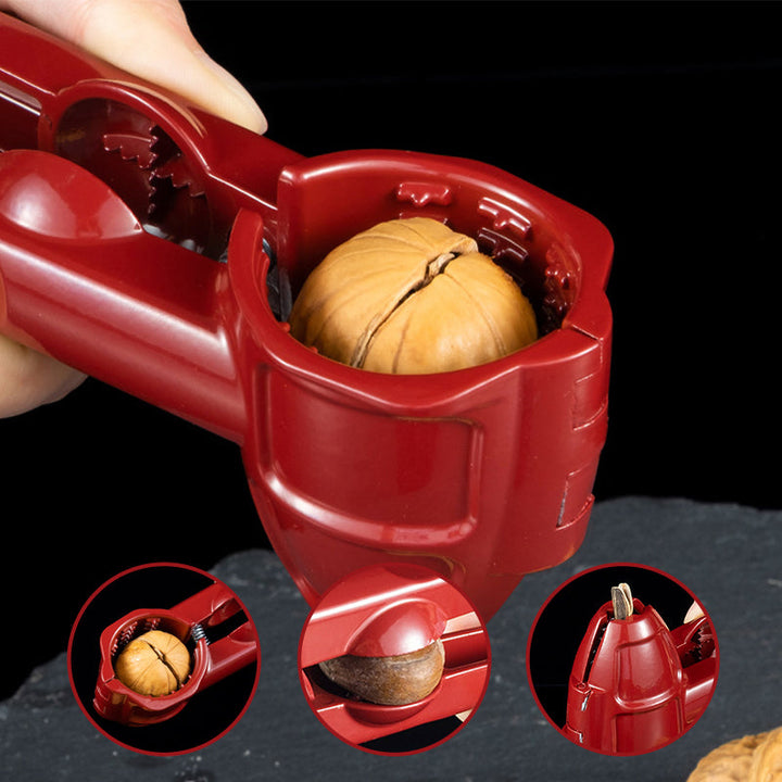 Multifunctional metal nutcracker, ideal kitchen tool for pecans and walnuts. Durable, manual nut sheller.