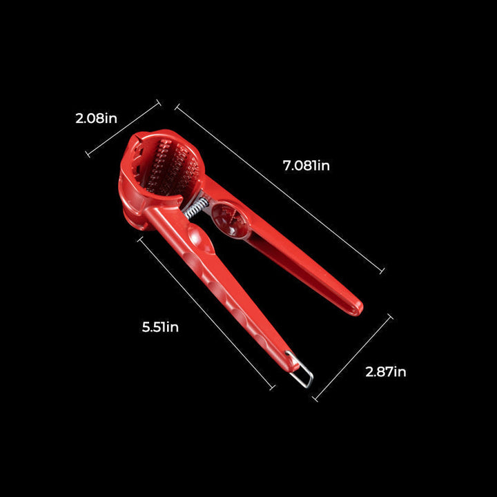 Modern manual nutcracker, sturdy metal design. Practical kitchen gadget for shelled nuts.