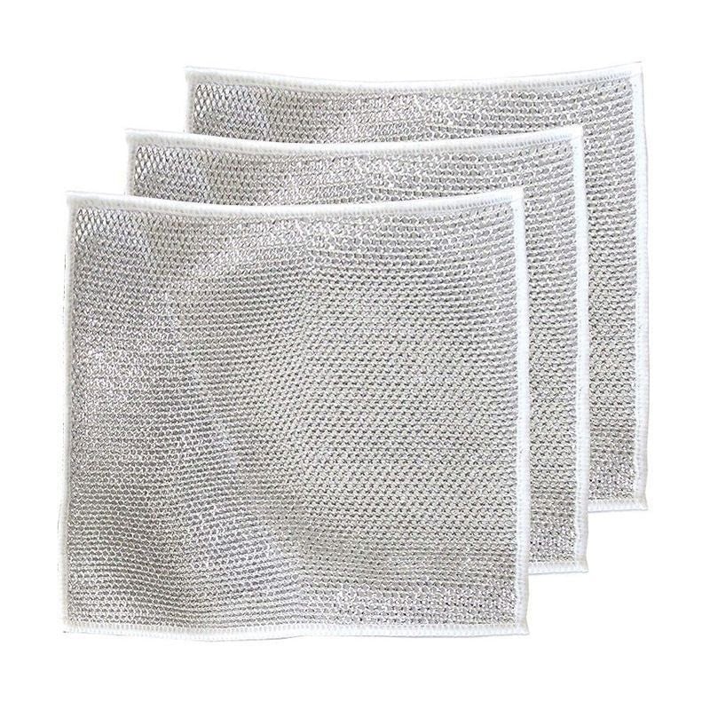 Detailed view of the non-scratch material of the wire cleaning dishcloth