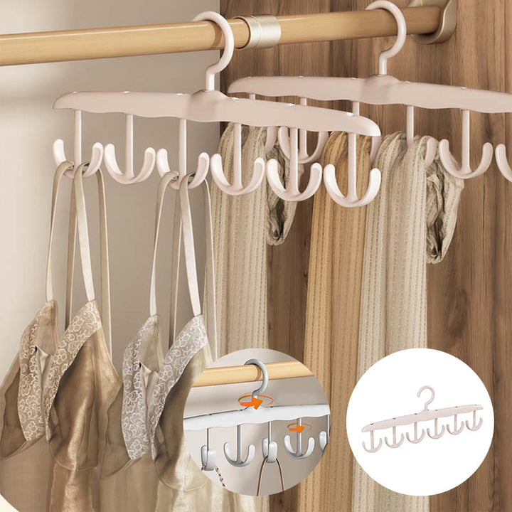 Multifunctional plastic clothes hanger with 360-degree rotating hook for closet storage & organization