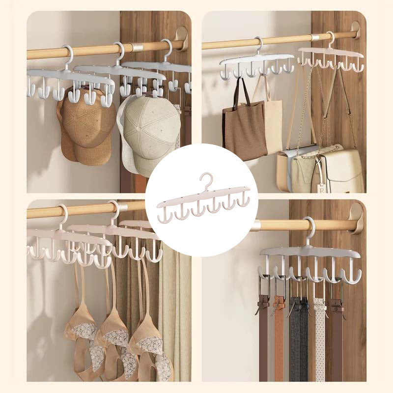 Resilient plastic laundry hanger with a rotating hook, simplifying garment organization in any closet