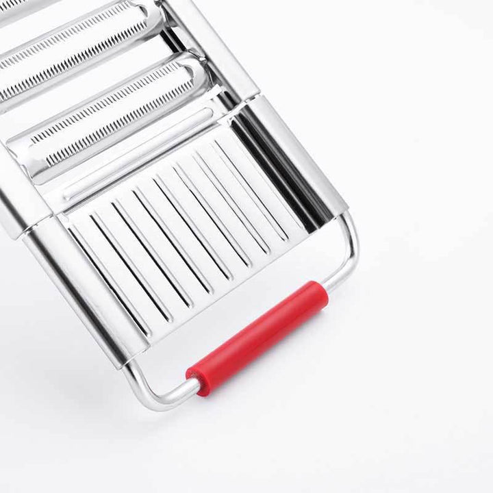 Multiple views of the multifunctional vegetable slicer, highlighting its ease of cleaning and storage
