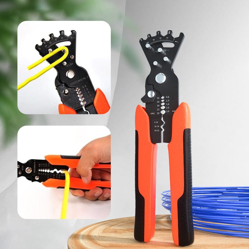 High-performance wire stripper and crimper, showcasing its robust construction and utility.