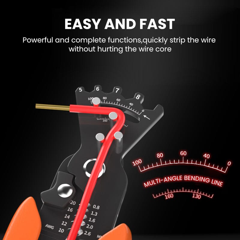Heavy-duty wire stripper and crimper, designed for efficient electrical wiring tasks.
