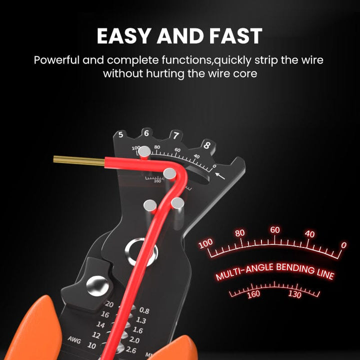 Heavy-duty wire stripper and crimper, designed for efficient electrical wiring tasks.