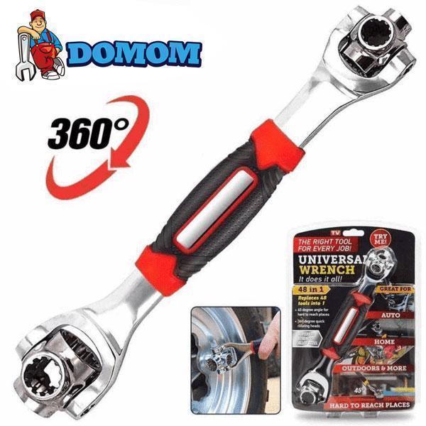 Multipurpose 48-in-1 bolt wrench tool for household and auto repair, chrome finish