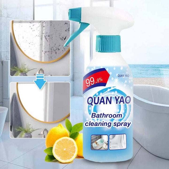 Multipurpose Bathroom Cleaning Spray Kit with bottles, scrubber, and cloth for complete bathroom care.
