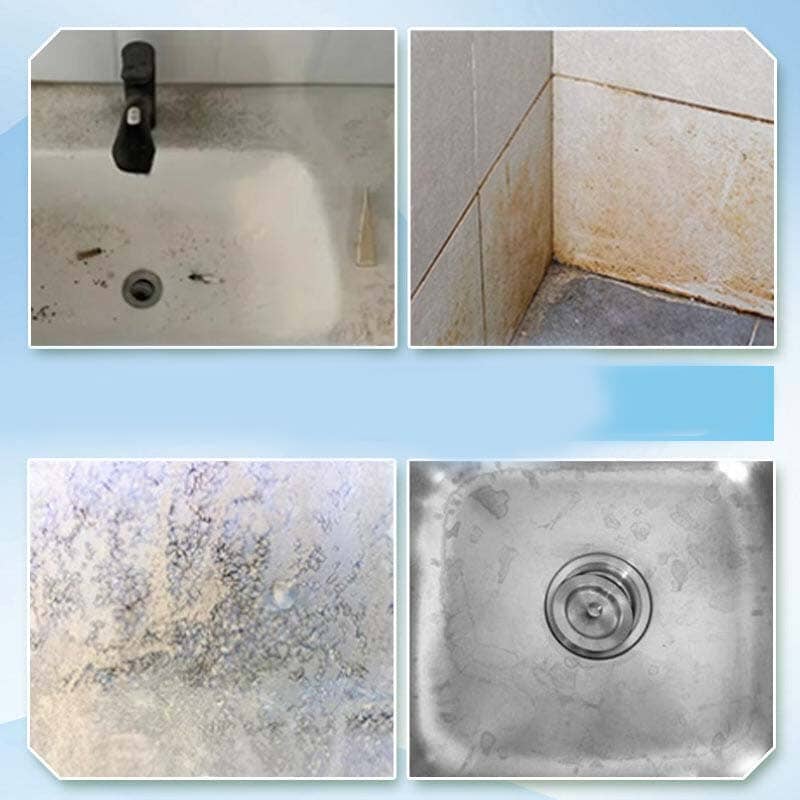 Ergonomic spray bottle from the multipurpose bathroom cleaning kit, ready for use.