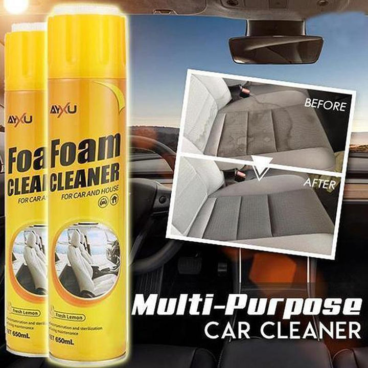 Rinse-free multisurface foam cleaner for home interiors, used on a kitchen countertop