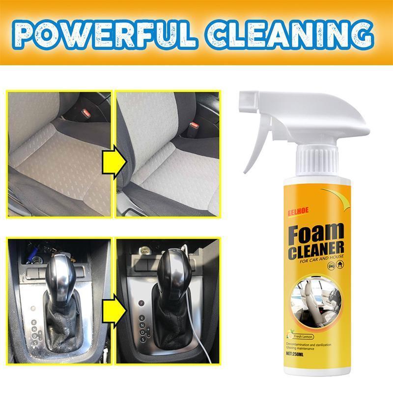 Home cleaning foam spray, used on furniture, leaving surfaces sparkling clean and protected