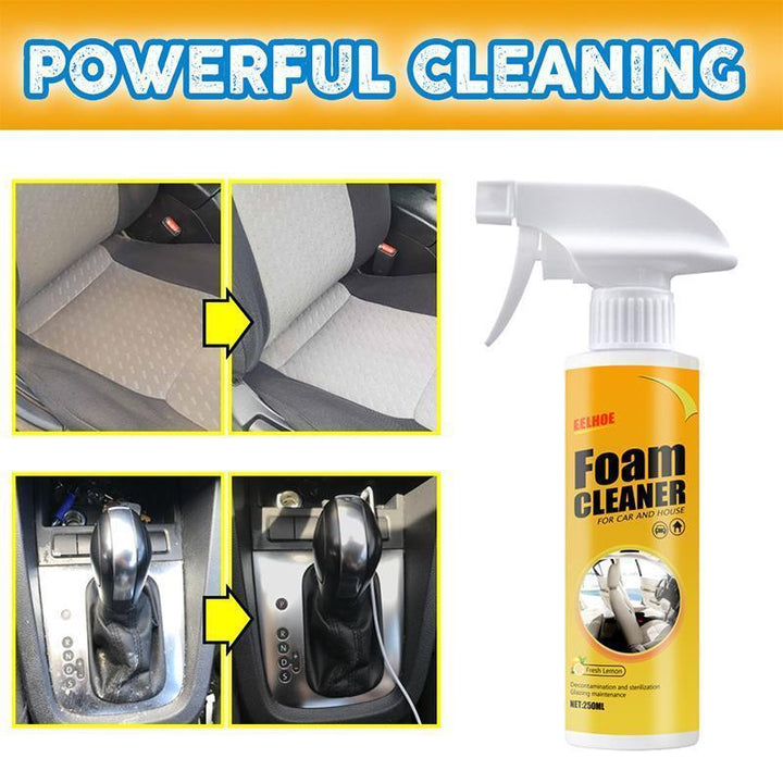 Home cleaning foam spray, used on furniture, leaving surfaces sparkling clean and protected