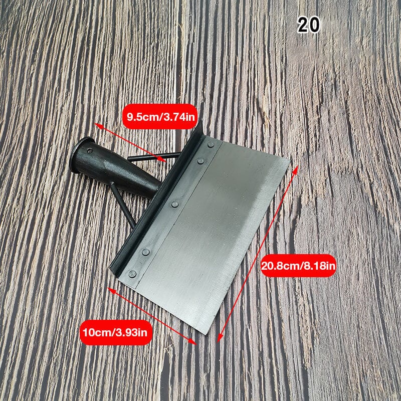 Side profile of the steel cleaning scraper, emphasizing its thin, efficient blade
