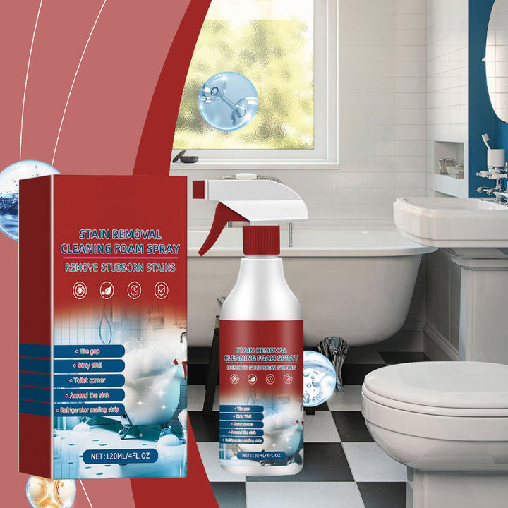 Multisurface Stain Removal Cleaning Foam Spray bottle, 500ml, for bathroom and household cleaning, white background.