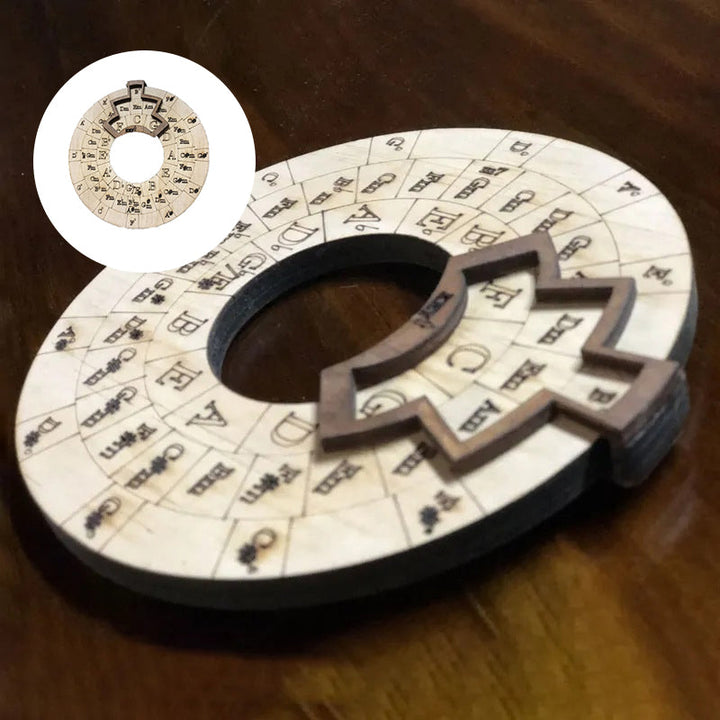 Top-down view of the Wooden Melody & Chord Tool, a comprehensive music study companion.