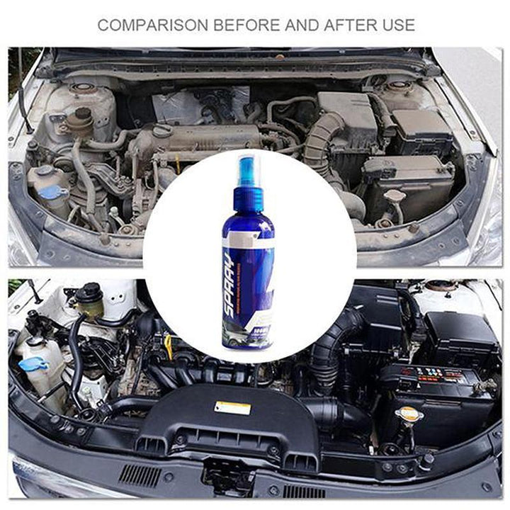 Automotive anti-scratch nano ceramic coating bottle with a car in the background