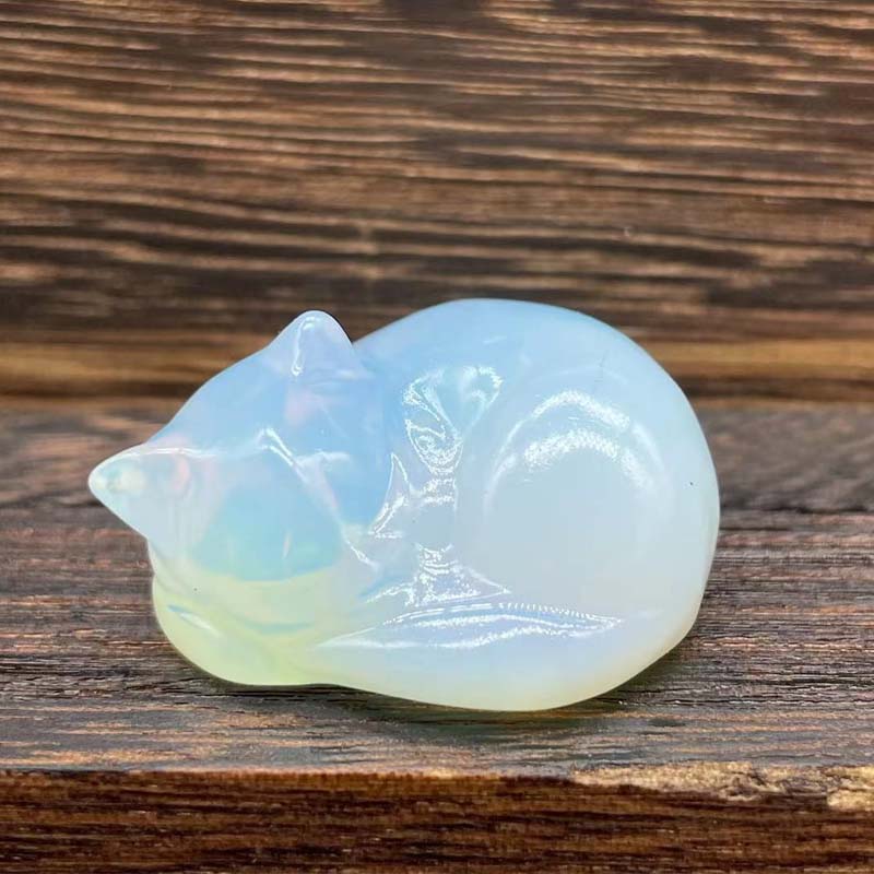 Garden ornament: sleeping cat sculpture made of natural stone, durable and charming animal figurine