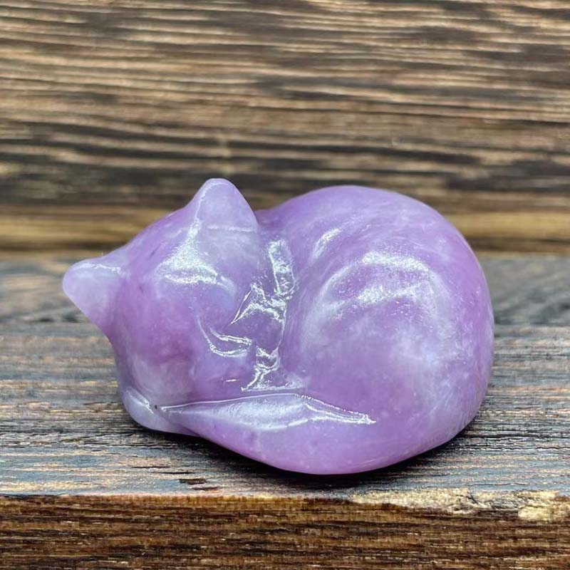 Natural stone sleeping cat statue, detailed craftsmanship, unique desk decoration, spiritual gift