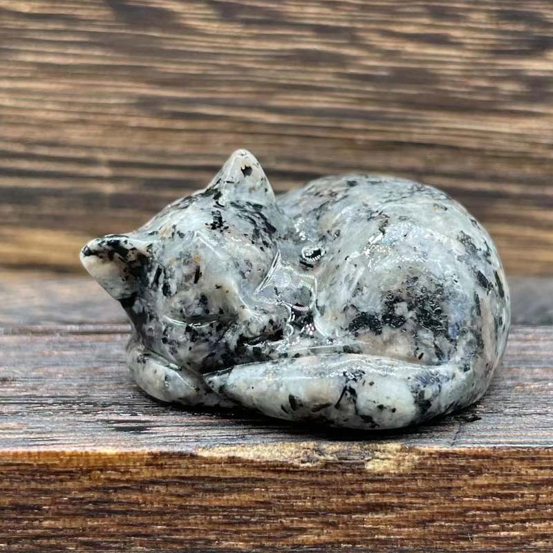 Organic natural stone sleeping cat, earthy tones, spiritual decor, desk accent, garden ornament