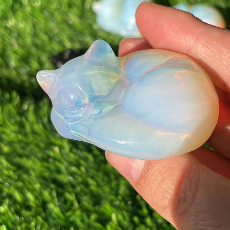 Hand-carved natural stone sleeping cat, serene home accent, spiritual gift for cat lovers, desk decor