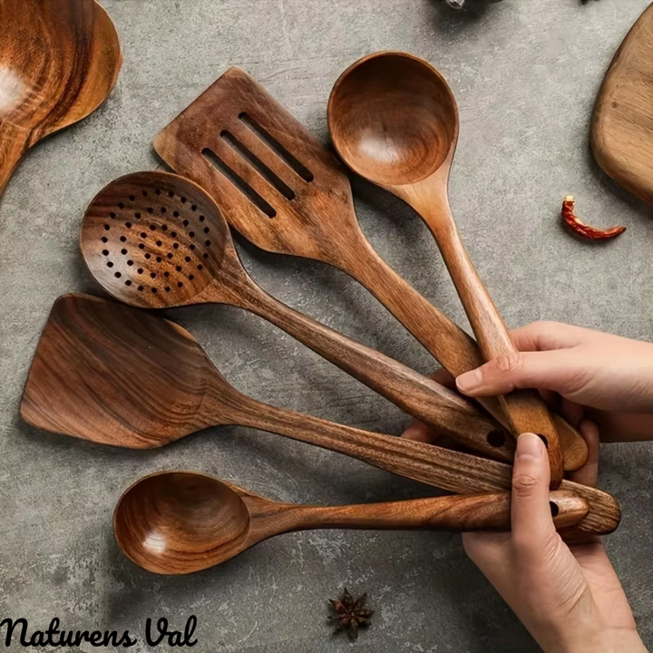 Premium natural teak wood kitchenware. Durable, sustainable wooden cooking utensils for eco-conscious homes.