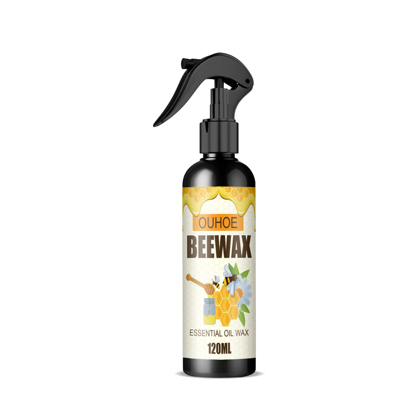 Natural Wood Furniture Beeswax Polish Spray, 8oz bottle, restores shine & protects wood surfaces.