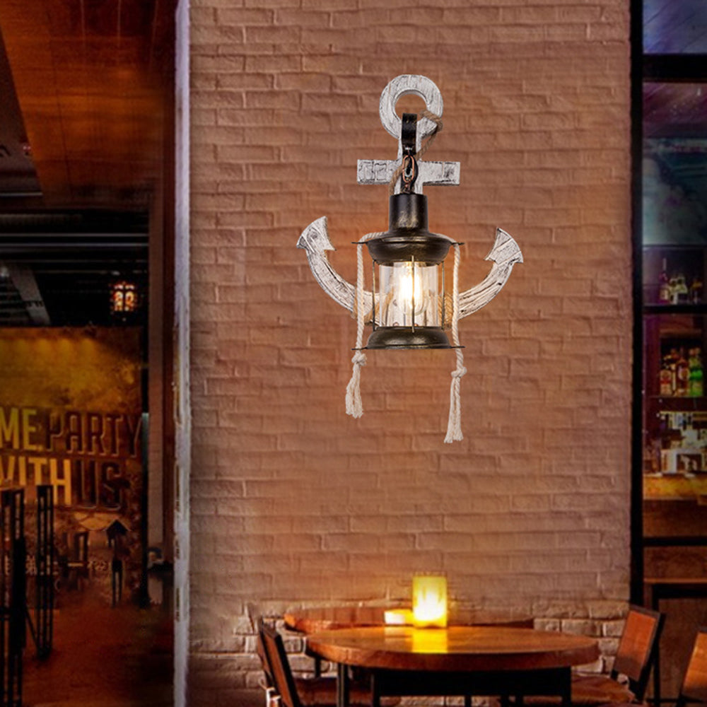 Coastal anchor wall sconce, NautiGlow LED wall light. Perfect maritime home decor & rustic accent.