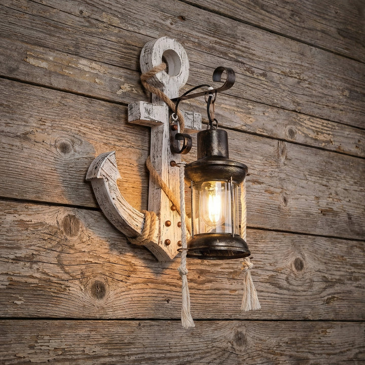 Nautical anchor wall sconce by NautiGlow. LED wall light for coastal & maritime home decor.