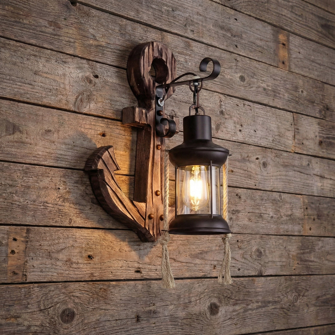 NautiGlow nautical anchor wall sconce with LED lighting. A maritime lantern for coastal home decor.