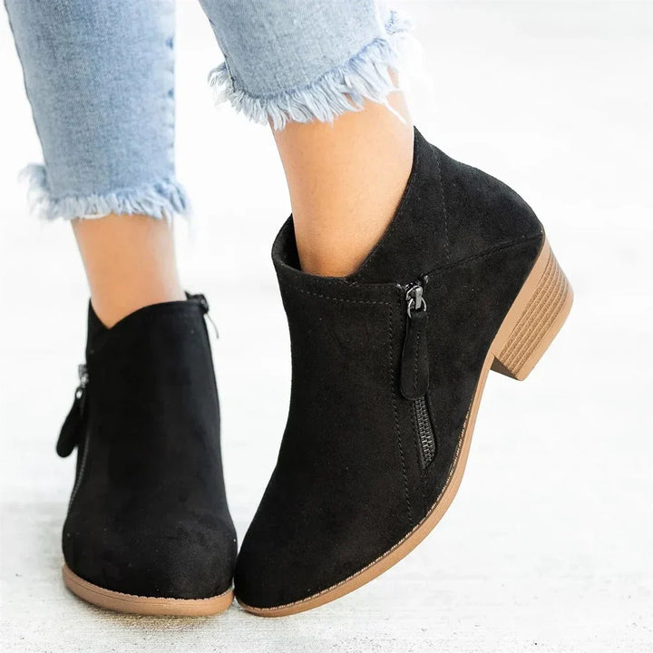 Elegant Women's Zip Heel Boots, versatile for dressy or casual outfits, ideal for winter comfort