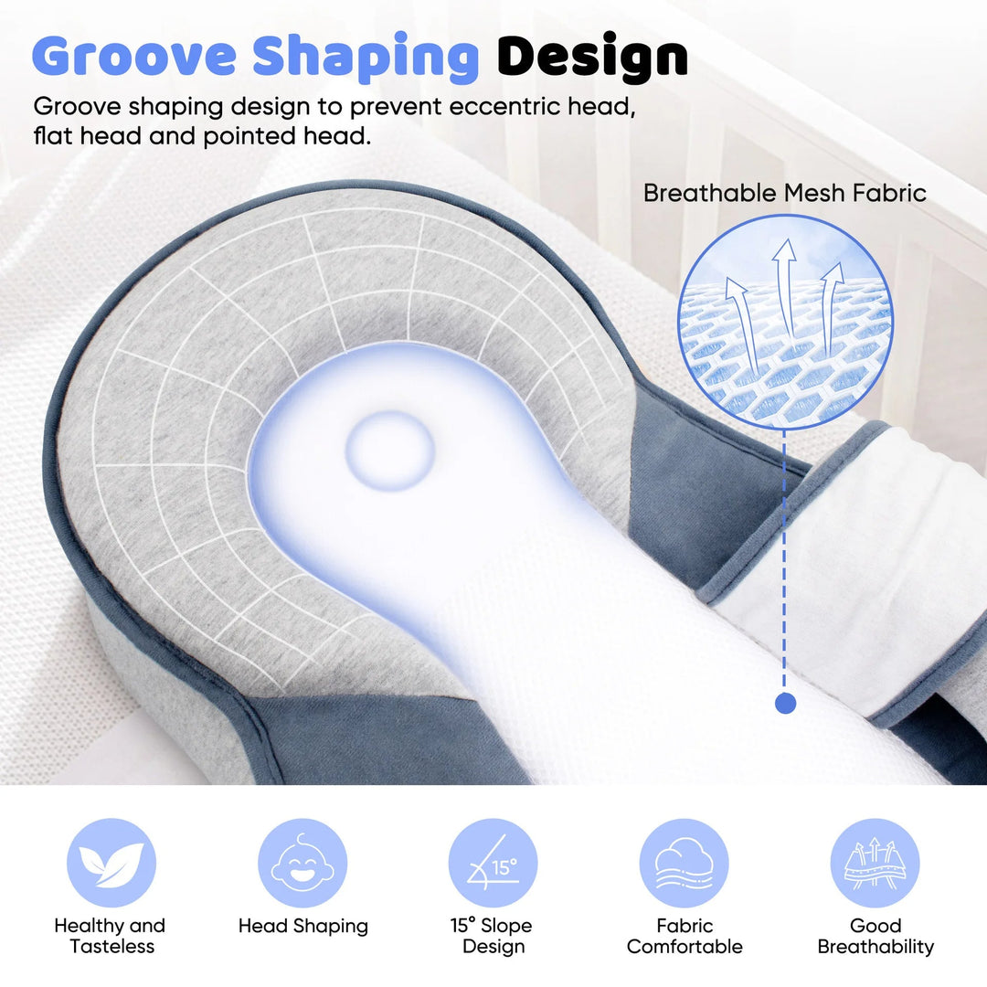 Soft baby lounger offers safe sleep for newborns, preventing flat head syndrome & aiding digestion.
