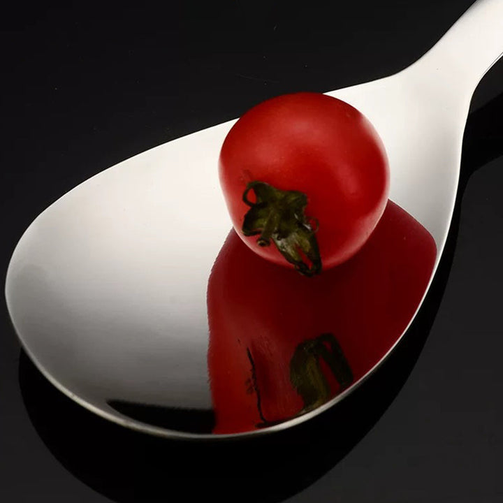 Ergonomic kitchen rice spoon made of non-stick stainless steel, comfortable grip for serving