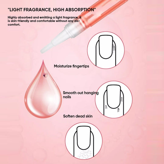 Nourishing Nail Growth & Strengthening Cuticle Oil bottle with blooming flowers, natural beauty.