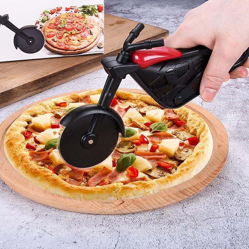 Functional and fun red bicycle pizza cutter, dual stainless steel wheels for all your pizza needs