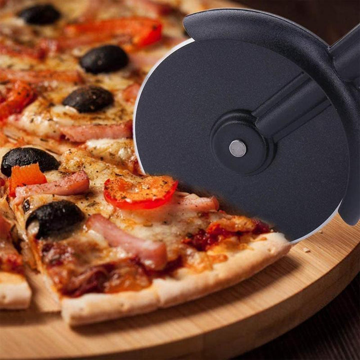 Kitchen essential: red bicycle design pizza cutter with two efficient stainless steel slicing blades