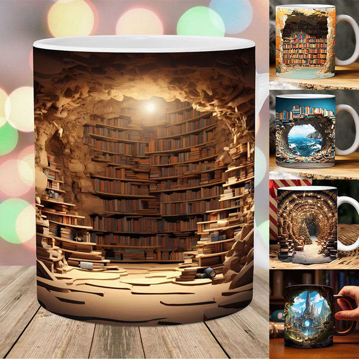 Novelty ceramic 3D coffee mug with a unique embossed design for home and kitchen decor