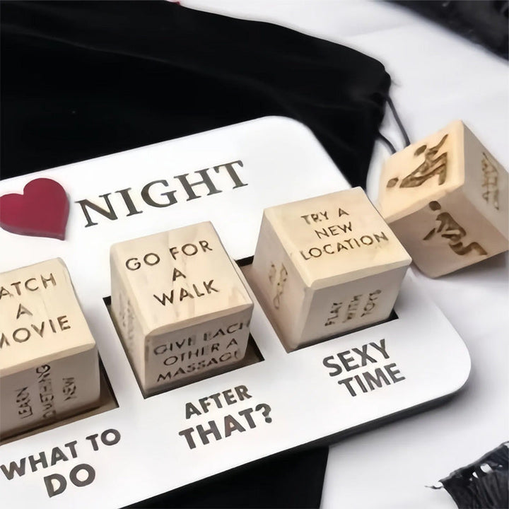 Couples using a Novelty Date Idea Decision Dice Set for a surprise date night
