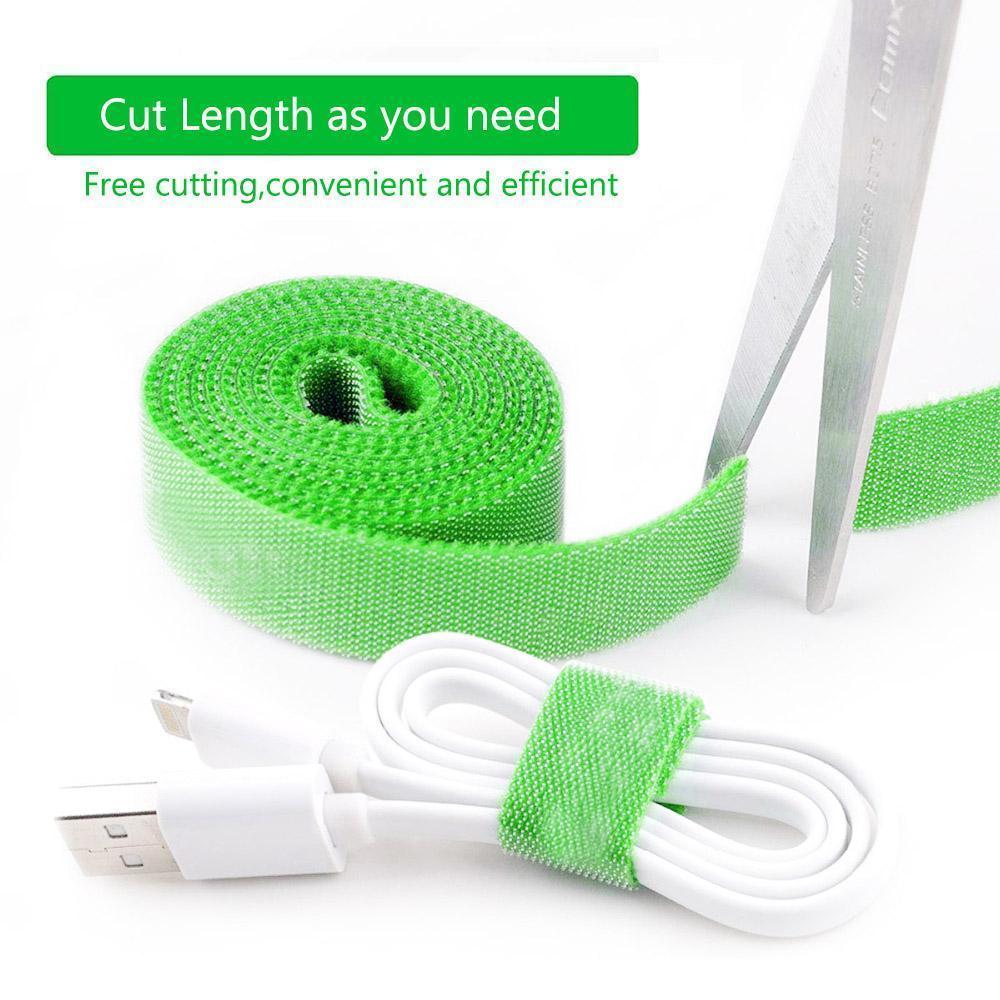 Home office desk with various cables managed by black reusable nylon cable ties