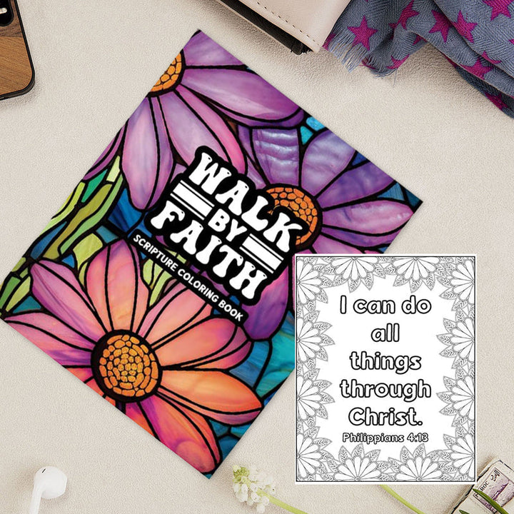 Close-up of a Bible verse illustration within a Christian adult coloring book, perfect for spiritual engagement.