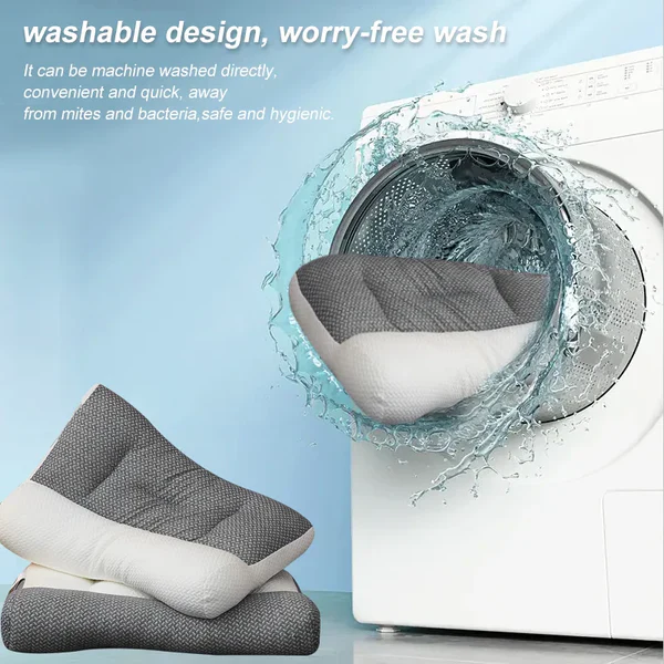 Polyester & soy fiber orthopedic pillow, providing neck support for back & side sleepers. Pressure relief. Comfortable sleep.